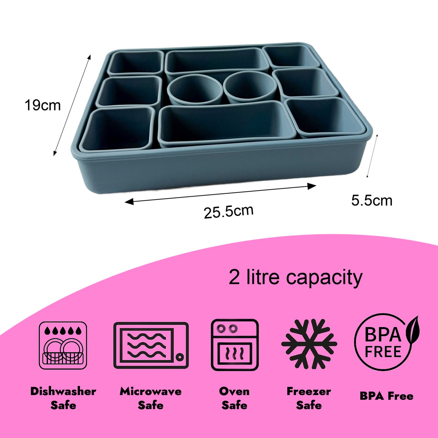 Infographic showing the dimensions and features of the Pick Plates Snackle Box